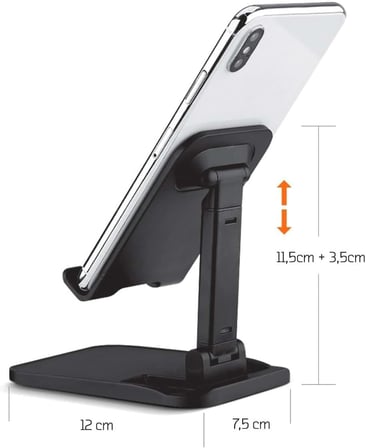 Telefon Standı Aşağı Yukarı Hareketli Ayarlanabilir Metal Plastik Gövdeli Katlanabilir Masa Üstü Kullanımı İçin Tüm Telefonlara Uyumlu
