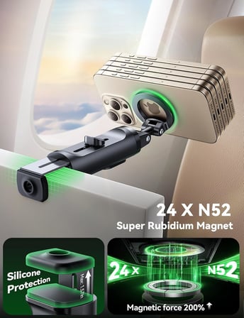 MagSafe Selfie Çubuğu 4'ü 1 Arada Seyahat Aletleri 360° Dönebilir Uzatılabilir Cep Telefonu Tutacağı Uçak Tripod ve Uzaktan Kumandalı Cep Telefonu Standı iPhone 17 16 15 Samsung Android Akıllı