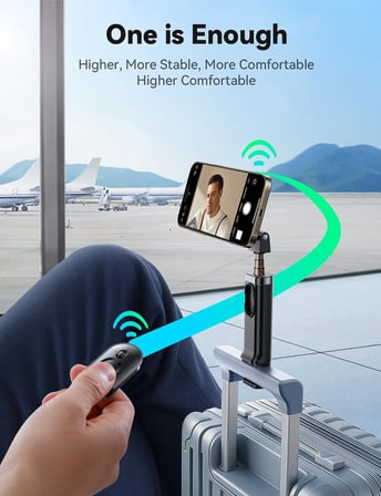 MagSafe Selfie Çubuğu 4'ü 1 Arada Seyahat Aletleri 360° Dönebilir Uzatılabilir Cep Telefonu Tutacağı Uçak Tripod ve Uzaktan Kumandalı Cep Telefonu Standı iPhone 17 16 15 Samsung Android Akıllı