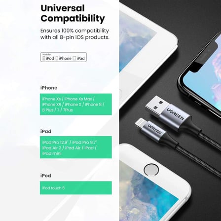 Lightning iPhone Örgülü Data ve Şarj Kablosu Beyaz 1 Metre