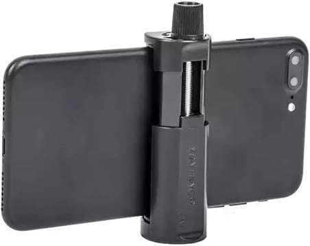 Dikey Ve Yatay Açılabilir Profesyonel Fotoğraf ve Video Çekim Aparatı Kolay Taşınabilir Ergonomik (Min 5cm Max 10cm) Telefon Tutucu Tripod Başlık Aparatı (Siyah)