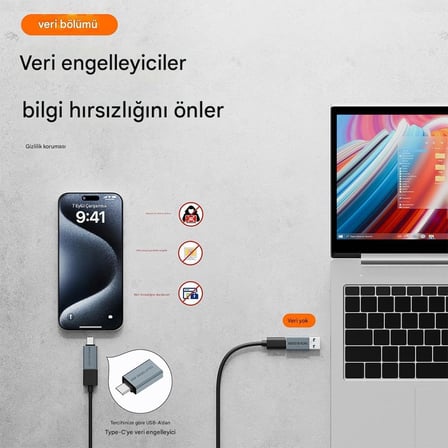 Type-C to Type-C Data Blocker - Veri Engelleyici Mor OTGBC