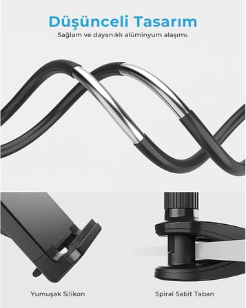 Saiji Datura IS 100 CM Akrobat Flexible Ayarlanabilir Telefon Tablet Tutucu Siyah