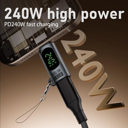 Type C to Type C 240W 80Gbps Dijital Göstergeli Şarj ve Veri Aktarımı OTGJK