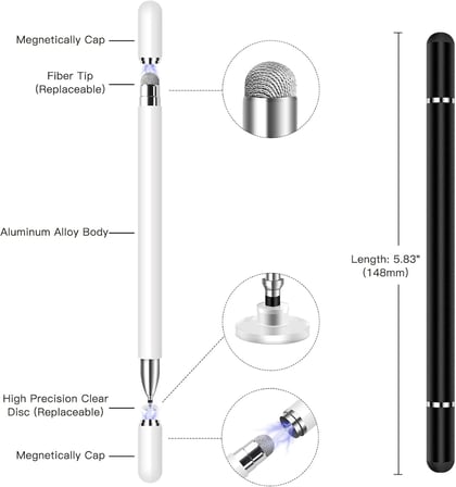 Dokunmatik Ekran için Stylus Kalem, Galaxy Tab A9+/A8/A7/A7 Lite için Stylus, iPad pro/iPad 9/8/7/6 için Yüksek Hassasiyetli Kalem, Ful HD Tablet/Tüm Dokunmatik Cihazlar için Yüksek Performans (Siyah)