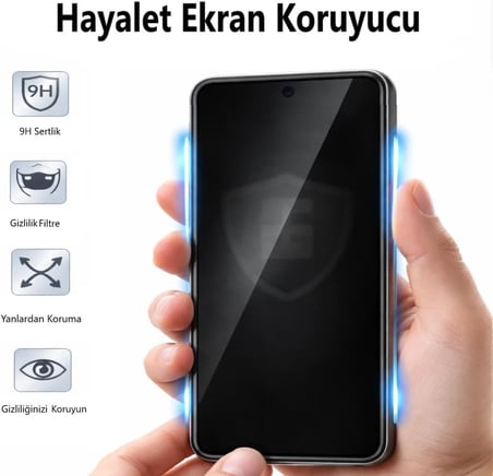 Poco X8 Pro İle Uyumlu Hayalet Ekran Koruyucu, Yandan Görünmeyen Anti-Spy Gizlilik (Privacy) Koruması, 9H Temperli Nano Kırılmaz Esnek Cam, Parlama Ve Parmak İzi Önleyici