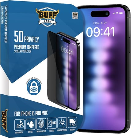 iPhone 15 Pro Max ile Uyumlu 5D Privacy Hayalet Ekran Koruyucu