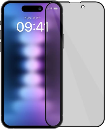 iPhone 15 Pro Max ile Uyumlu 5D Privacy Hayalet Ekran Koruyucu