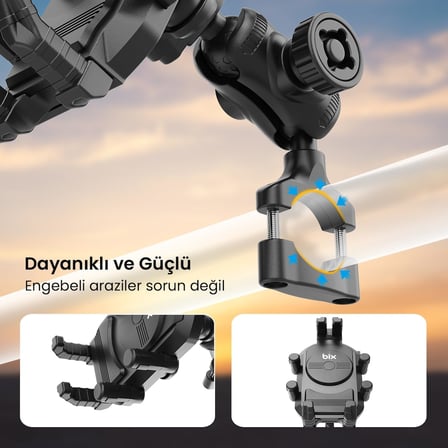 BPH05 Güneş ve Yağmur Korumalı Gidon Bağlantılı 360° Derece Ayarlanabilir Güneşlikli Motosiklet Bisiklet Scooter için Universal Telefon Tutucu