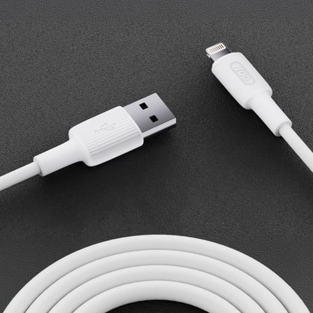 12W 2.4A USB-A to Lightning iPhone iPad ile Uyumlu Silikon Hızlı Şarj ve Data Kablosu Beyaz 1 Metre