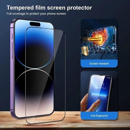 [HAYALET EKRAN KORUYUCU] For iPhone 13/13 Pro / 14 / 16E ile uyumlu Privacy Gizli Kırılmaz Cam Tam Kaplayan Su İtici Safir Ekran Koruyucu + Uygulama Bezleri