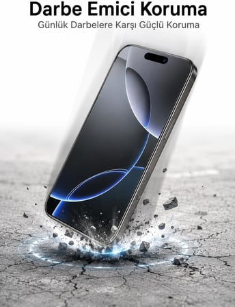 IPhone 17 Pro Max Uyumlu 9H Sertlik Kırılmaz Cam Ekran Koruyucu