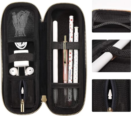 Apple Kalem için Kalem Tutucu, Kalem Aksesuarları, Elastik Kayış, Koruyucu Taşıma Çantası, AirPods için, File Cepli, Mavi Çizgili
