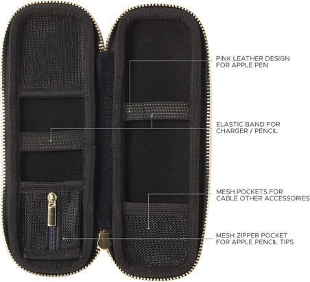 Apple Kalem için Kalem Tutucu, Kalem Aksesuarları, Elastik Kayış, Koruyucu Taşıma Çantası, AirPods için, File Cepli, Mavi Çizgili