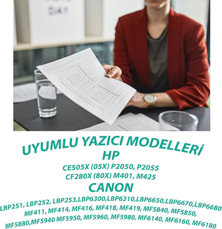 HP 05X CE505X ve Canon CRG-719H Uyumlu Muadil Toner - HP LaserJet P2055dn P2055d P2055 Canon LBP6650dn MF5880dn (6.500 Sayfa)
