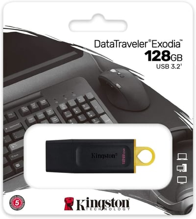 DataTraveler Exodia 128GB USB Flash Bellek USB3.2 Gen1 (Black + Yellow) DTX/128GB