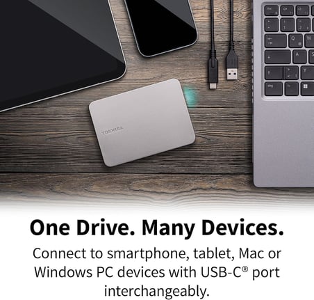 Canvio Flex 2.5" 2TB USB 3.2 Gen-1 + Type-C + Type-A (HDTX220ESCAA) Taşınabilir Harici Sabit Disk