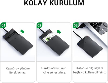 USB 3.0 Type-C 2.5" inch SATA SSD Hard Disk Kutusu
