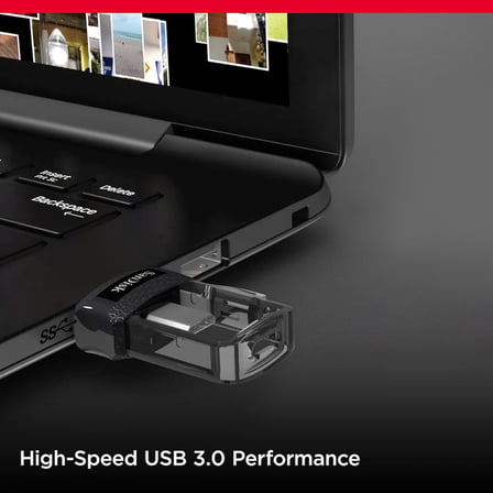 256GB Ultra Çift Sürücü m3.0 USB 3.0 Flash Sürücü, Tersinir Mikro USB ve USB Type-A Konnektörleri ile, Android Akıllı Telefonlar, Tabletler ve Bilgisayarlar için, Siyah-Gümüş-Şeffaf