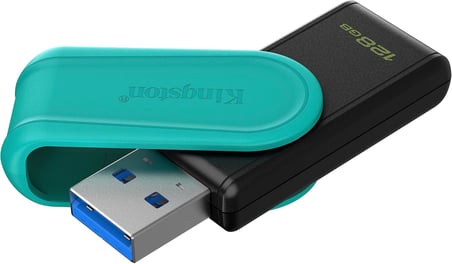 DataTraveler Exodia S USB Bellek - 128GB - USB 3.2 Gen 1 - USB Tip A - Siyah/Turkuaz