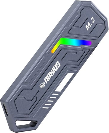 RaXius DK03 USB-A/Type-C Kablolu RGB 22x80 M.2 NVMe Taşınabilir Harici SSD (Boş Kutu)