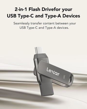 64 GB JumpDrive Dual Drive D35c USB 3.0 Type-C, Flash Sürücü