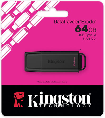 64GB Portable USB 3.2 Gen 1 DataTraveler Exodia Black/Blue