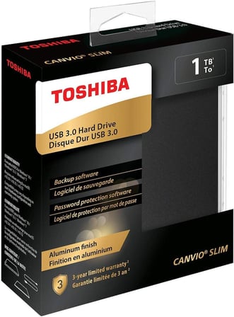 Canvio Slim 2.5" 1TB USB 3.2 Gen-1 Siyah (HDTD310EK3DA) Taşınabilir Harici Sabit Disk