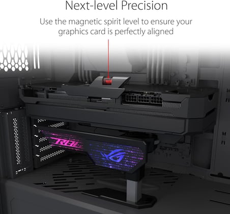 ROG Herculx grafik kartı tutucu (destek yüksekliği 72 – 128 mm, aletsiz montaj, entegre su terazisi, Aura Sync, siyah)