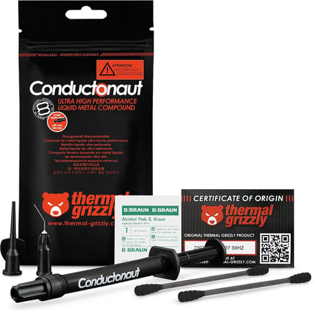 Conductonaut - Sıvı metalden yapılmış alüminyum termal iletken macun Uygun değil Büyük soğutma sistemleri CPU, GPU yu soğutmak için sıvı metal (5gram)