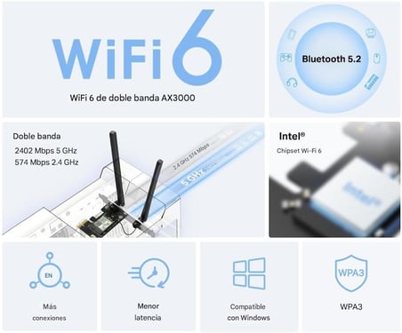 MA80XE, AX3000 Wi-Fi 6 Bluetooth 5.3 PCIe Adaptör