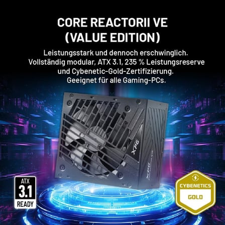 Core Reactor II VE 850G-BKCEU 850W 80+ Gold 120mm Gaming Full Modüler Power Supply (COREREACTORIIVE850G-BKCEU)