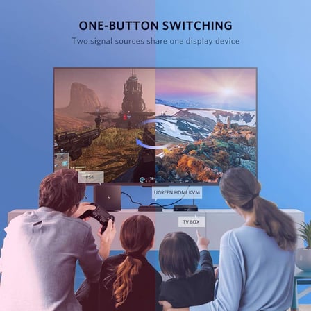 4K HDMI KVM Switch 2-in-1, 2xHDMI In, 1xHDMI Out, 2xUSB-A 2.0, 2xUSB-A 1.1, 50744