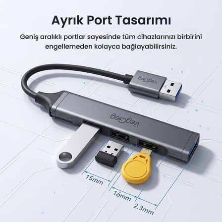 4 Portlu USB-A to USB 3.0 + 3*USB 2.0 Çoklayıcı Dönüştürücü USB Hub