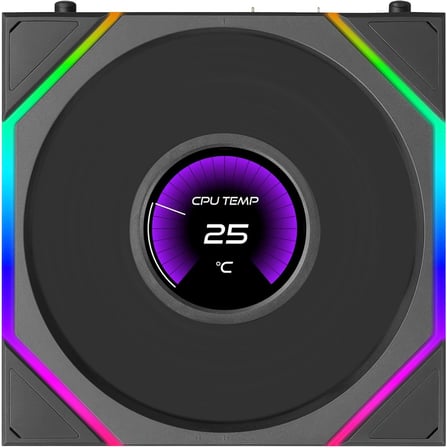 UNI FAN TL LCD FLEX Kablosuz, ARGB ve LCD Ekranlı - Reverse Blade Ters Kanatlı 120mm, Siyah