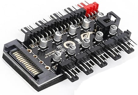 8849 10 Port Fan Power Sata Güç Switch Pwm Çoklayıcı, Sata power 10 Port soğutma fan splitter hub, PC bilgisayar soğutma sistemi için kullanılır.