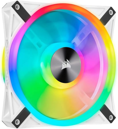 iCUE QL140 RGB, 140 mm x 25mm RGB LED PWM Fan (Maksimum hız 1250 RPM'ye kadar)- tek ünite, Beyaz