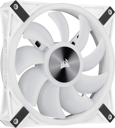 iCUE QL140 RGB, 140 mm x 25mm RGB LED PWM Fan (Maksimum hız 1250 RPM'ye kadar)- tek ünite, Beyaz