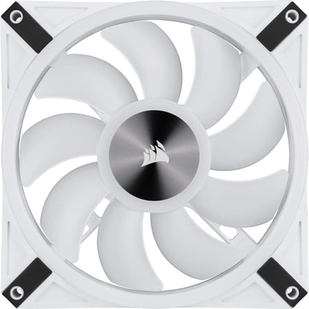 iCUE QL140 RGB, 140 mm x 25mm RGB LED PWM Fan (Maksimum hız 1250 RPM'ye kadar)- tek ünite, Beyaz