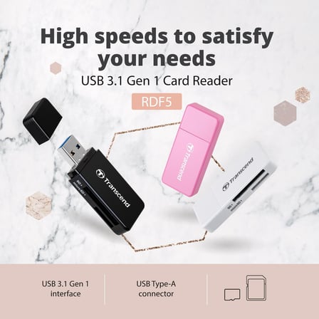USB 3.0/3.1 Gen 1 çok fonksiyonlu kart okuyucu TS-RDF5K, siyah