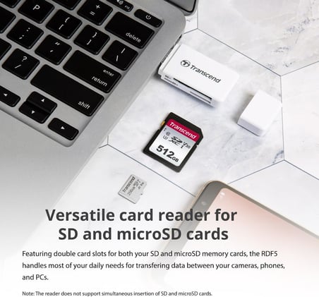 USB 3.0/3.1 Gen 1 çok fonksiyonlu kart okuyucu TS-RDF5K, siyah