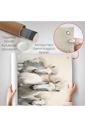 Suda Koşan Beyaz Atlar Duvar Örtüsü-8000