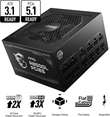 MAG 850W Güç Kaynağı 80 Plus Altın - ATX 3.0 PCIe 5.0 Hazır - 12VHPWR [MAG A850GL PCIE5]