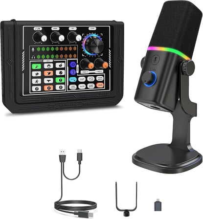 Ses Kartı Youtube Kick Podcast ve Yayıncı, Ses Kartı, DJ Mikser, Taşınabilir Podcast Prodüksiyon Stüdyosu, Canlı Yayın, Kayıt, Oyun için Kondenser Ses Kartlı Mikrofon Mikseri P800-KD8