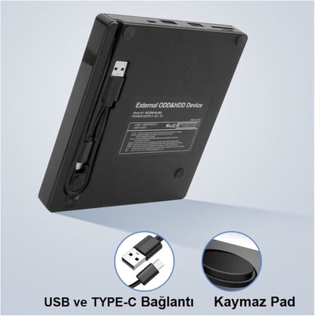 Harici DVD-RW USB 3.0 Sürücü, CD/DVD Yazıcı Okuyucu, Taşınabilir Optik Disk Drive, Windows ve Mac Uyumlu, Tak Çalıştır