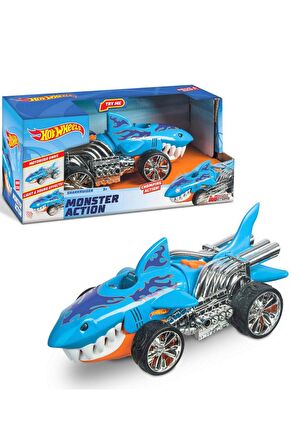 Her Çocuğun Hayali: Hot Wheels Sesli ve Işıklı Monster Action Köpek Balığı Araba 22cm.