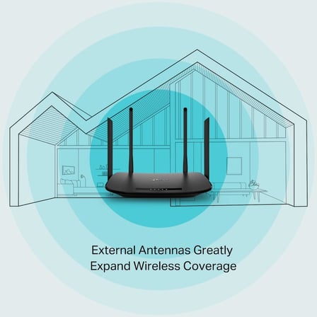Archer VR300, AC1200 Mbps Kablosuz Dual-Band Fiber Destekli VDSL/ADSL Modem Router, 4 Ethernet Portu ve 4 Harici Anten, Tether Uygulaması ile Kolay Kurulum