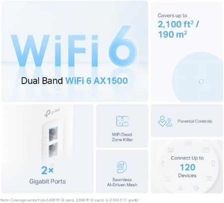Deco X50(1-pack), AX3000 Tüm Ev Mesh WiFi 6 Sistemi