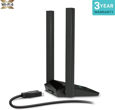 Archer TX20U Plus, AX1800 Mbps Çift Antenli Yüksek Kazanımlı Kablosuz USB Adaptör, 1 metre USB 3.0 kablosu, Beamforming, MU-MIMO, Düşük Gecikmeli Oyun Deneyimi, WPA3, Kolay Kurulum