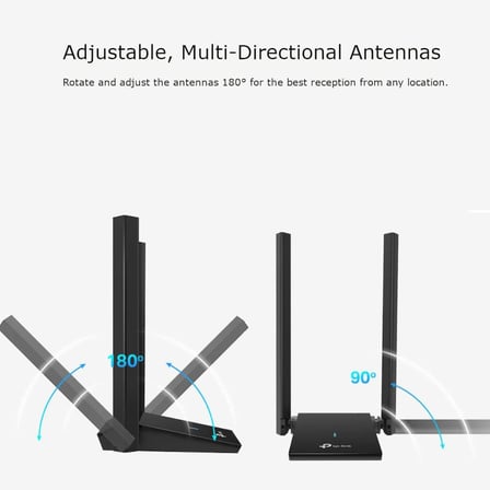 Archer TX20U Plus, AX1800 Mbps Çift Antenli Yüksek Kazanımlı Kablosuz USB Adaptör, 1 metre USB 3.0 kablosu, Beamforming, MU-MIMO, Düşük Gecikmeli Oyun Deneyimi, WPA3, Kolay Kurulum
